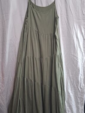 Flowing Olive Tiered Maxi Skirt - Lightweight Casual